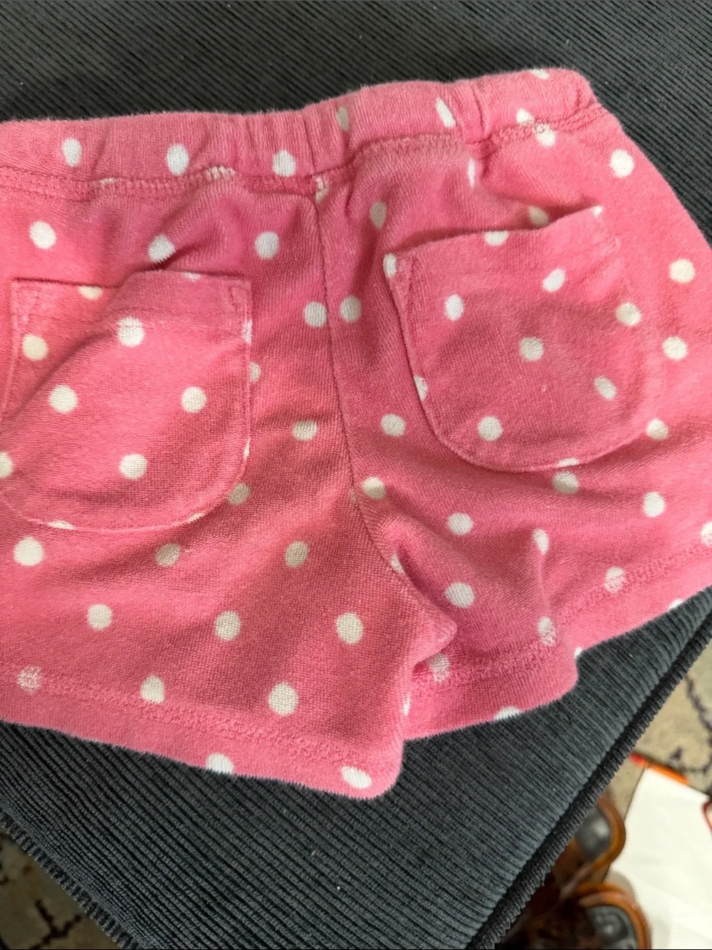 Mini Boden Pink Polka Dot Terry Shorts